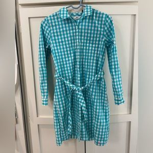 Blue and white belted shirt dress. Vineyard Vines, girls, size 14.